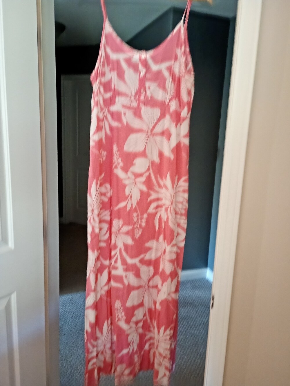 Kiwi + Punch | Pink + White Floral Maxi Dress - Sleeveless Spaghetti Strap | L